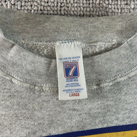 Vintage Super Bowl XXXIII Logo 7 Crewneck Men’s Large 1999 Gray Pullover NFL USA - Picture 4 of 13